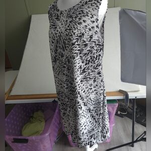 Worthington Abstract Animal Print Shift Dress Black & White Extra  Large